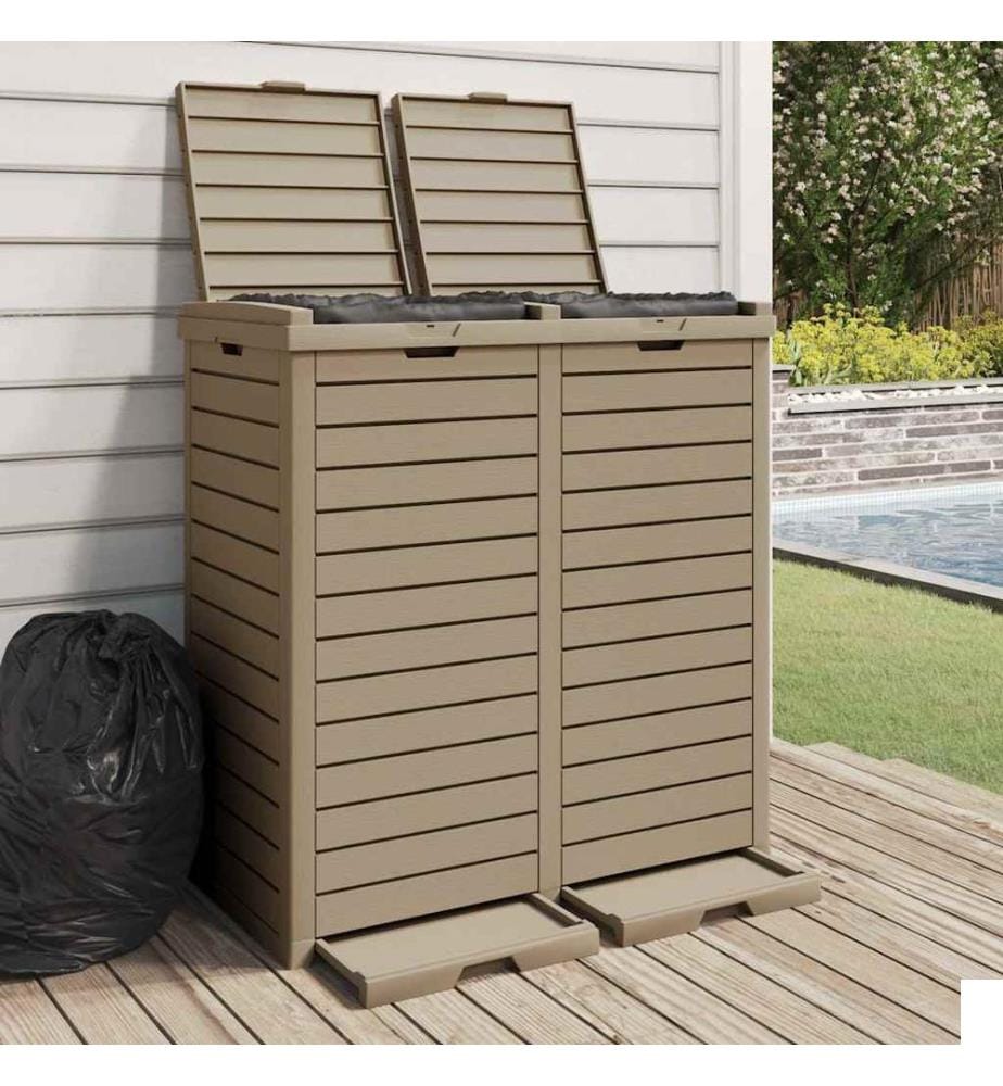 Poubelle d'extérieur marron clair 78x41x86 cm polypropylène