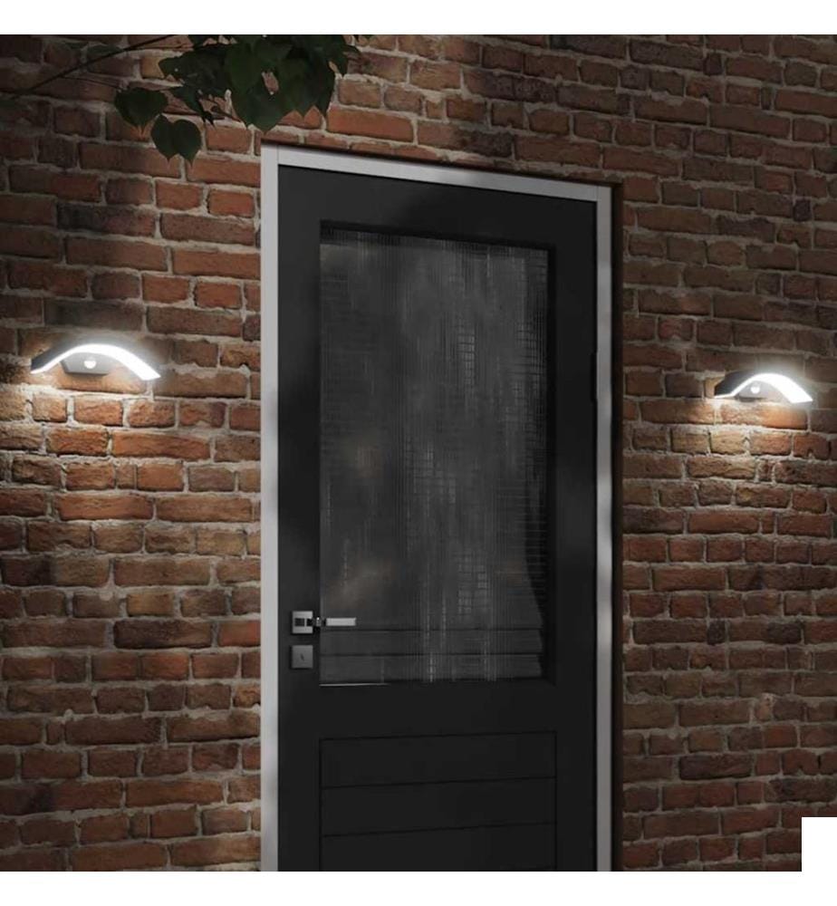 Appliques murales LED d'extérieur avec capteurs 2 pcs noir