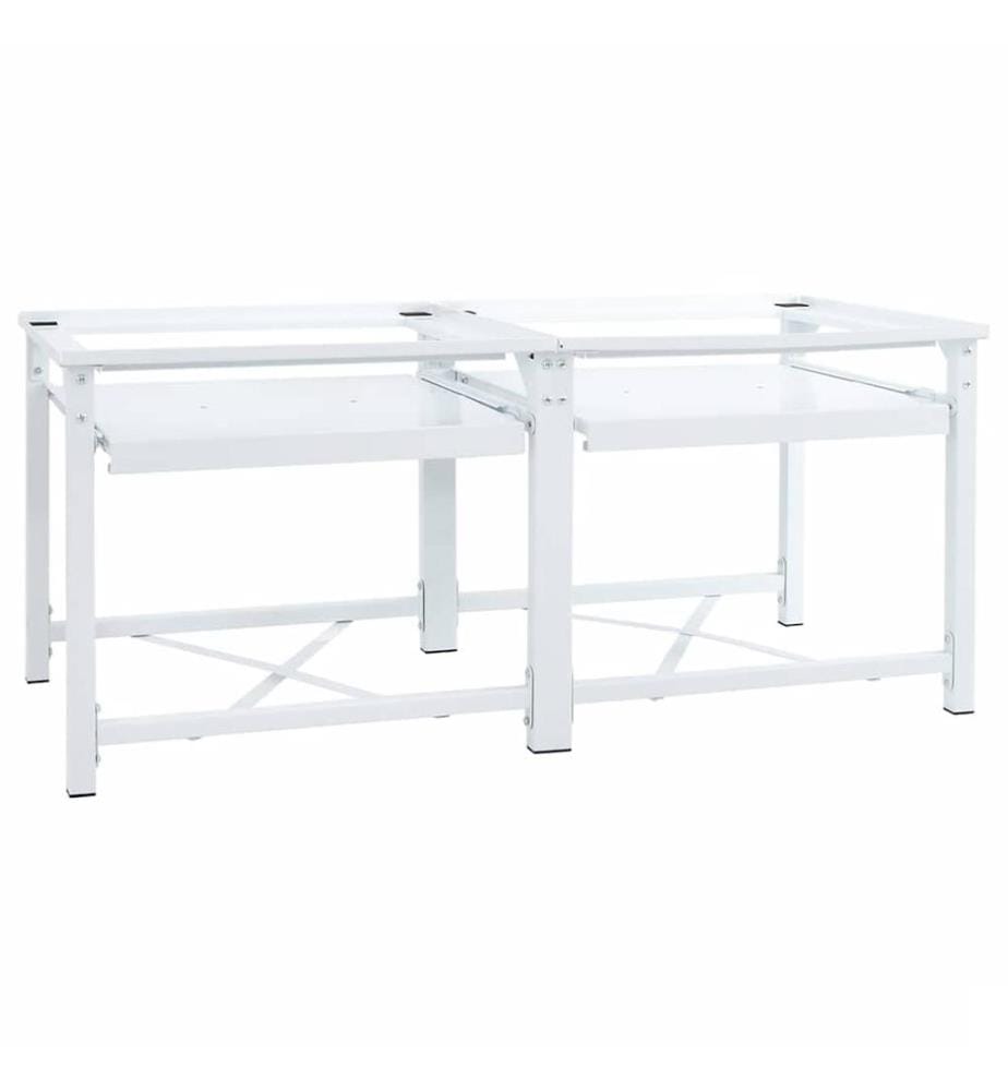 Double socle pour machine à laver étagères coulissantes blanc