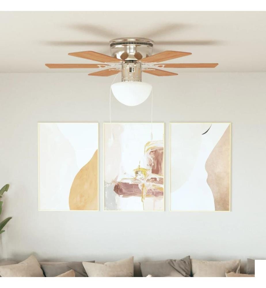 Ventilateur de plafond orné avec lumière 82 cm Marron clair