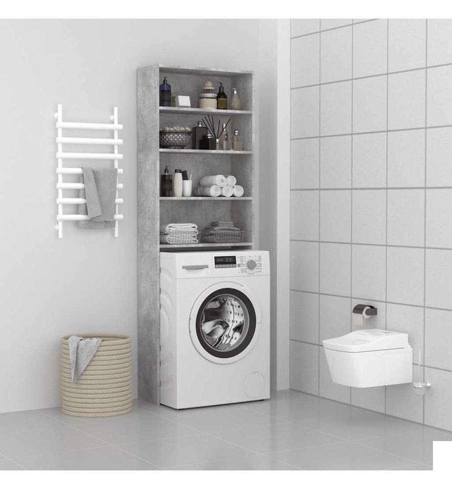 Meuble pour machine à laver Gris béton 64x24x190 cm