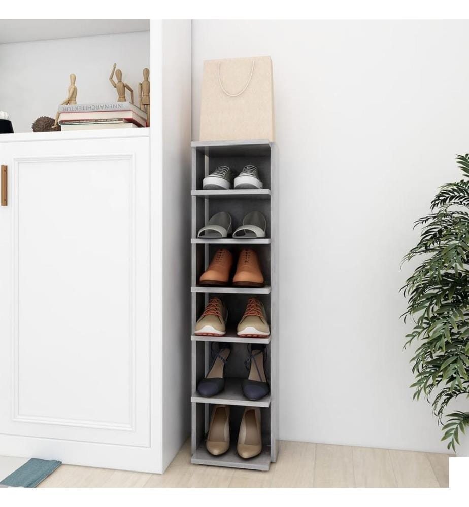 Armoire à chaussures Gris béton 27,5x27x102cm Bois d'ingénierie