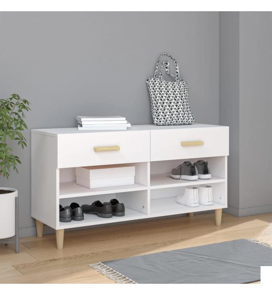 Armoire à chaussures Blanc 102x35x55 cm Bois d'ingénierie