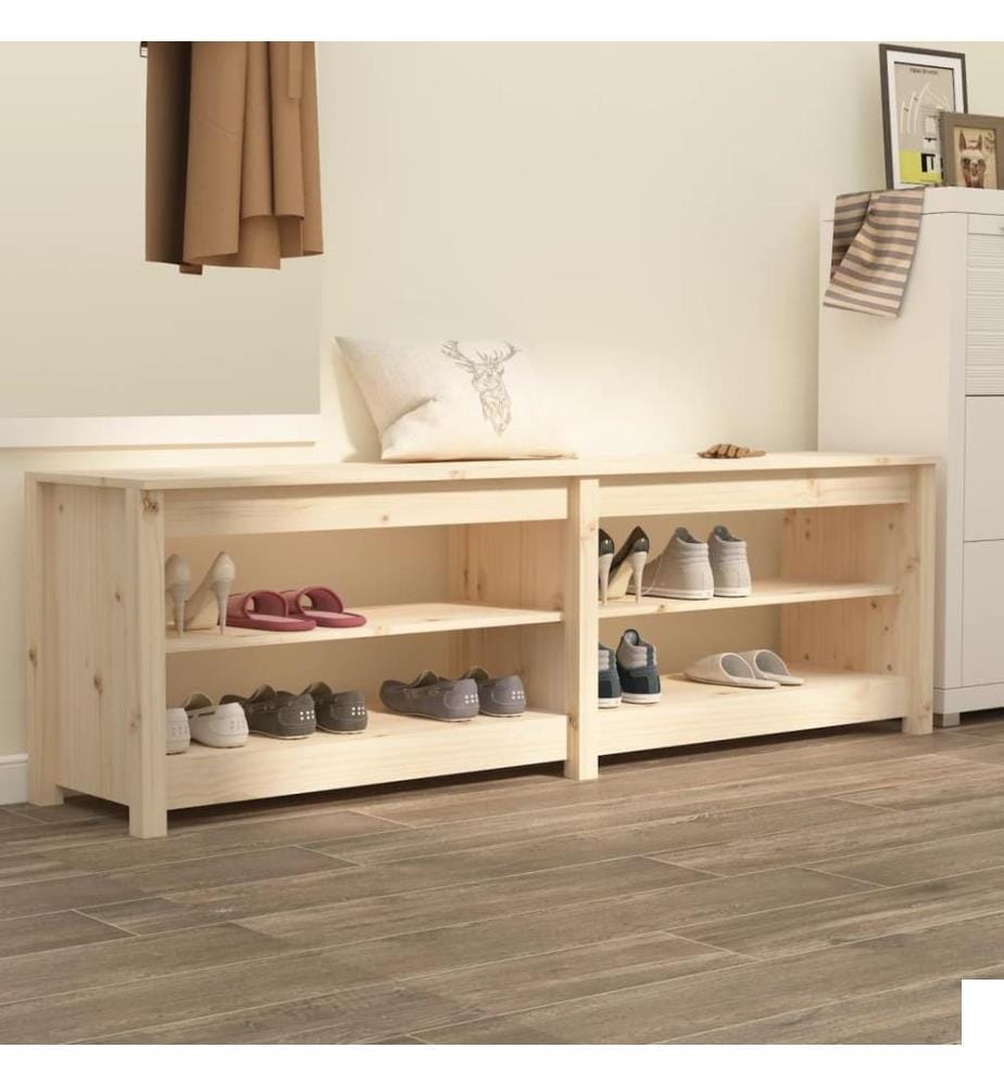 Banc à chaussures 160x36,5x50 cm Bois de pin massif