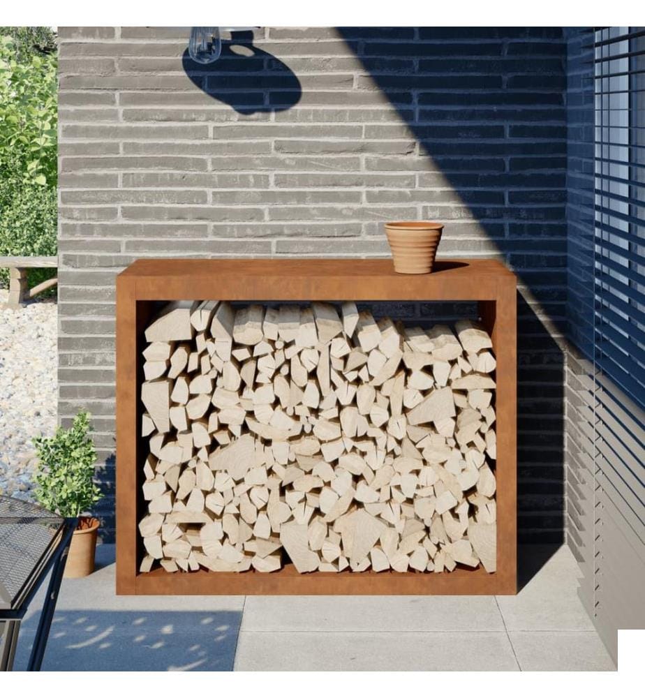 Étagère à bois 100x40x80 cm acier résistant aux intempéries