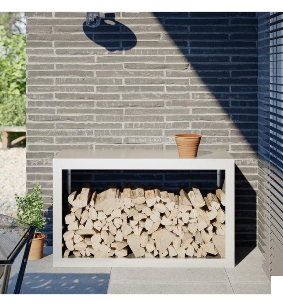 Portant de bois de chauffage blanc 100x40x60 cm acier