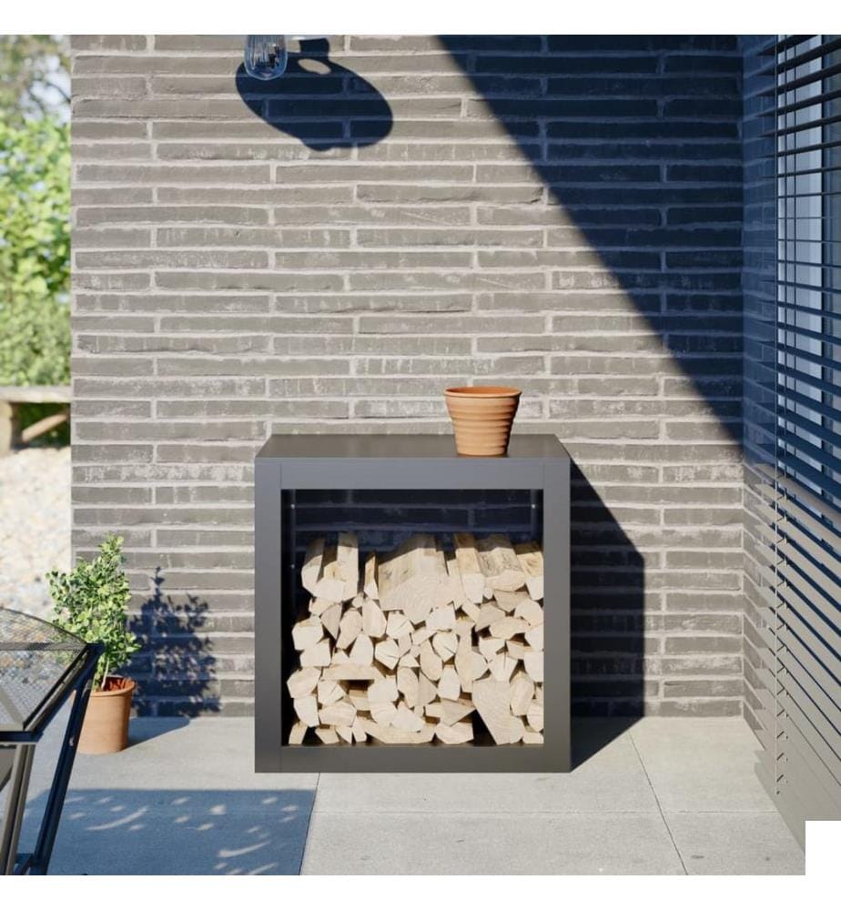 Portant de bois de chauffage anthracite 60x40x60 cm acier