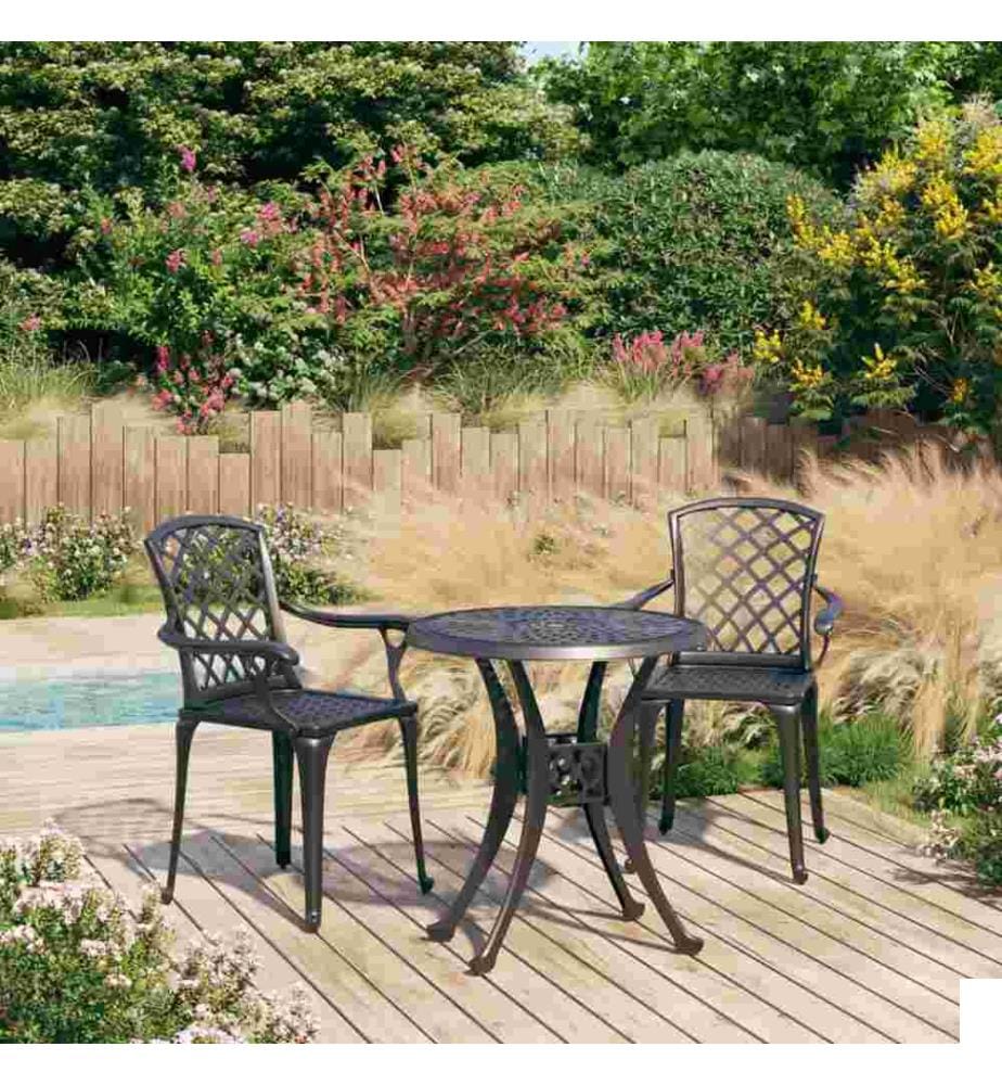 Ensemble de bistro 3 pcs Aluminium coulé Noir