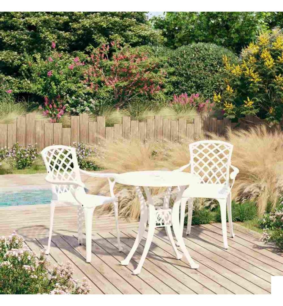 Ensemble de bistro 3 pcs Aluminium coulé Blanc