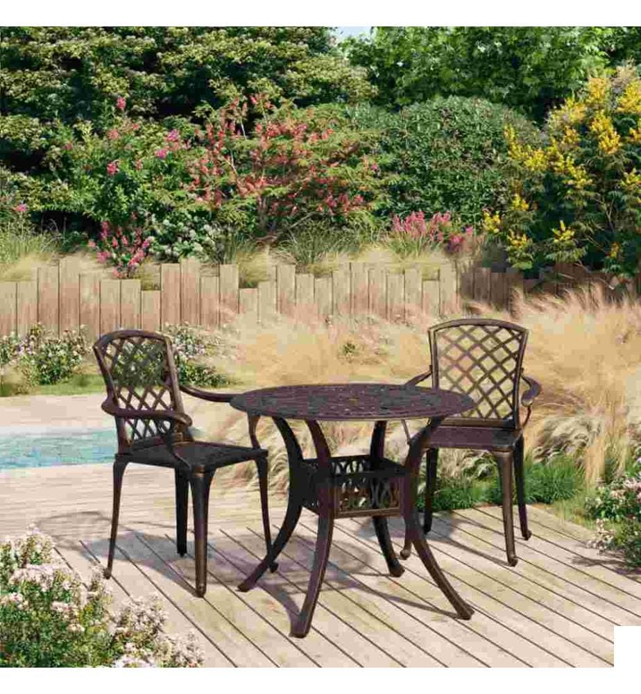 Ensemble de bistro 3 pcs Aluminium coulé Bronze