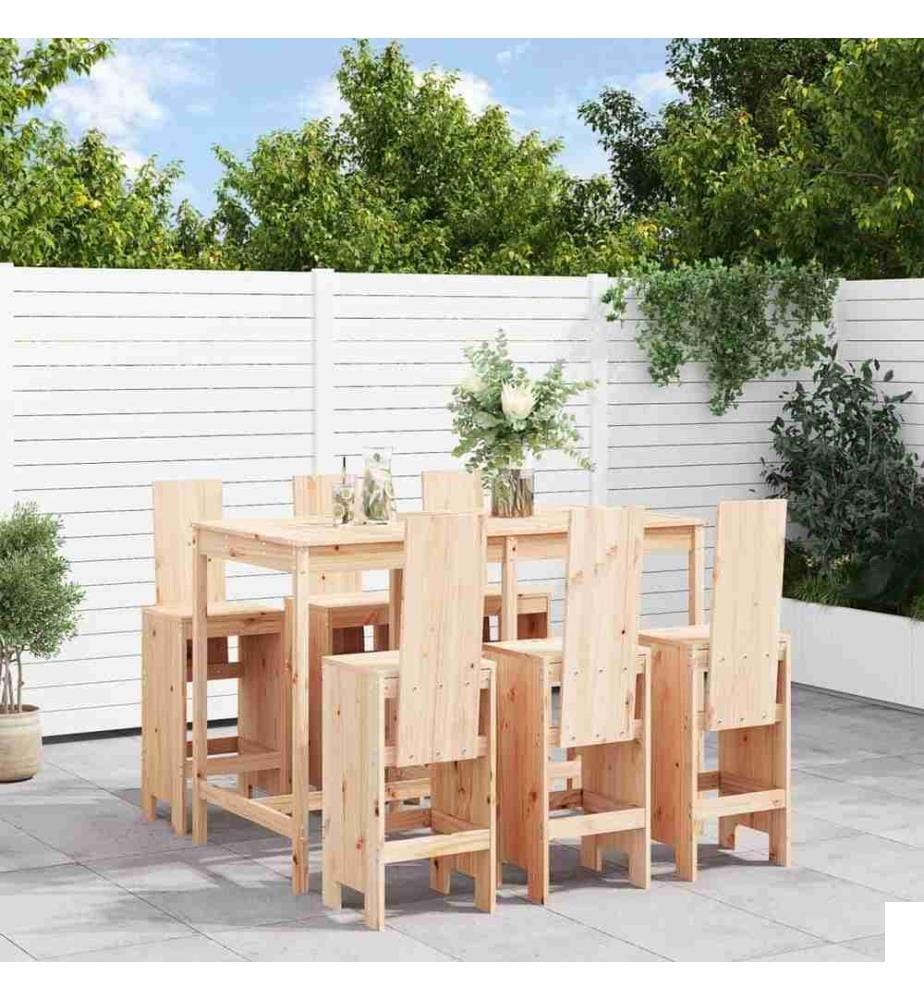 Ensemble de bar de jardin 7 pcs Bois de pin massif