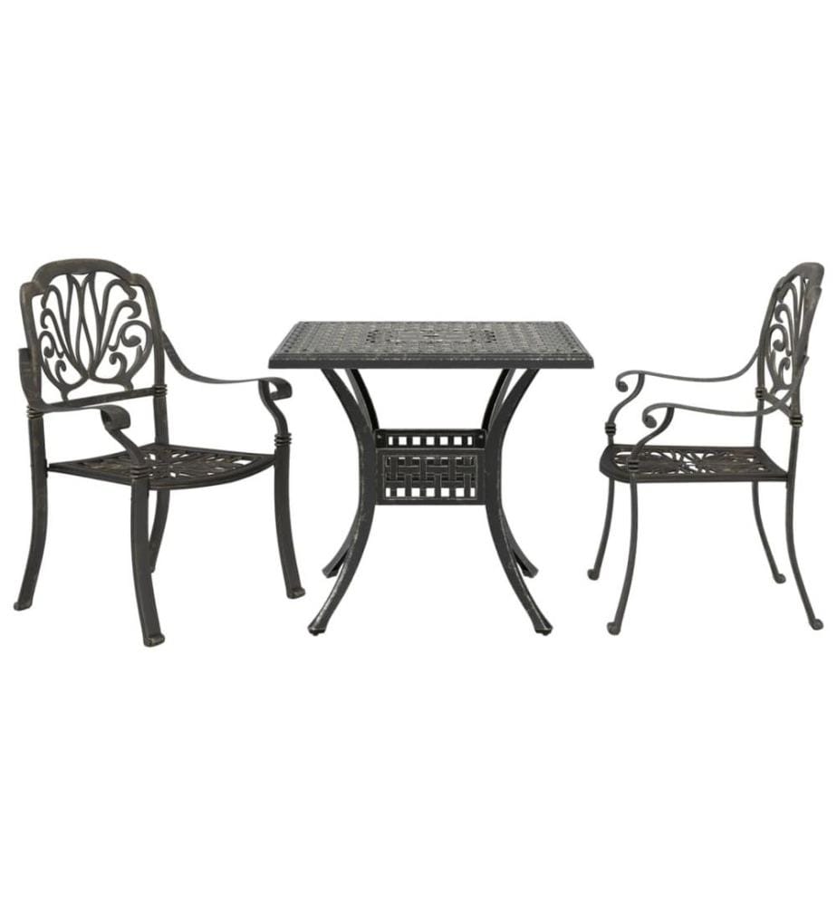 Ensemble de bistrot 3 pcs bronze aluminium coulé