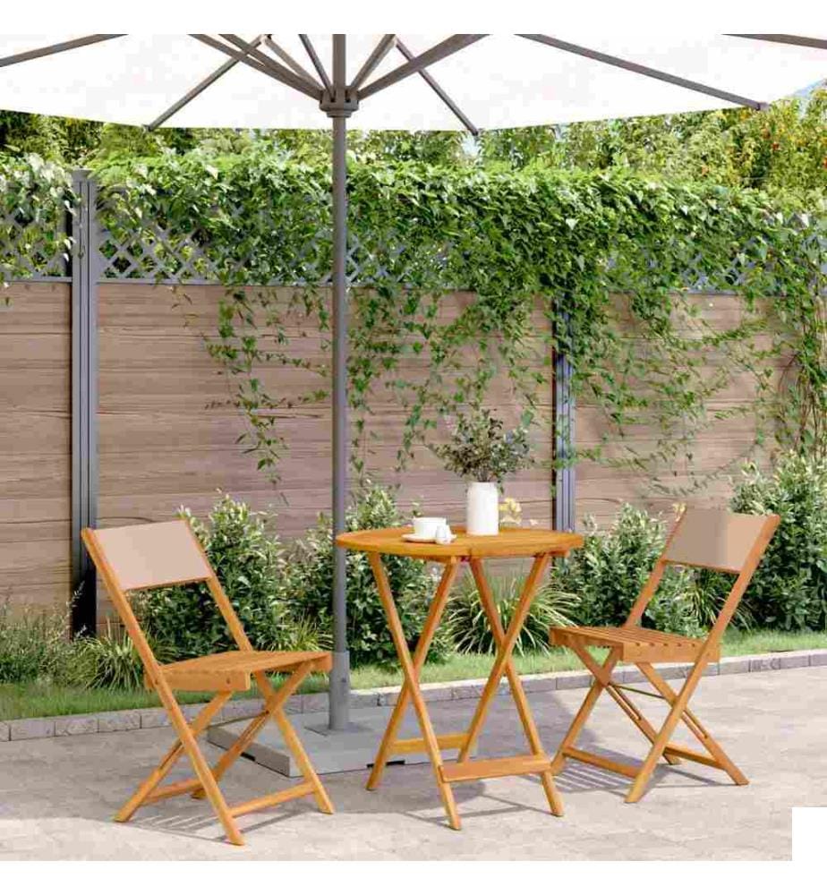 Ensemble de bistro 3 pcs taupe tissu et bois massif