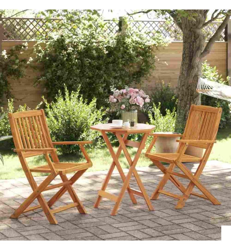 Ensemble de bistro pliable 3 pcs bois d'acacia solide
