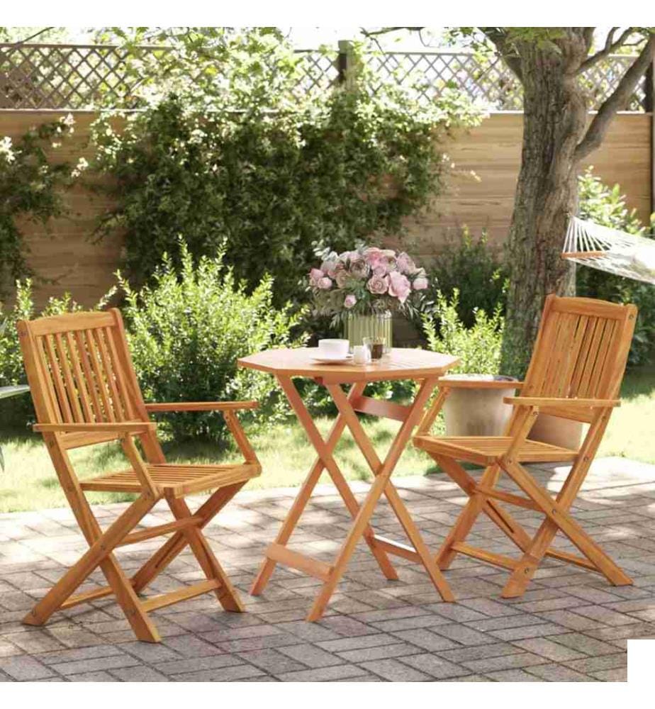Ensemble de bistro pliable 3 pcs bois d'acacia solide