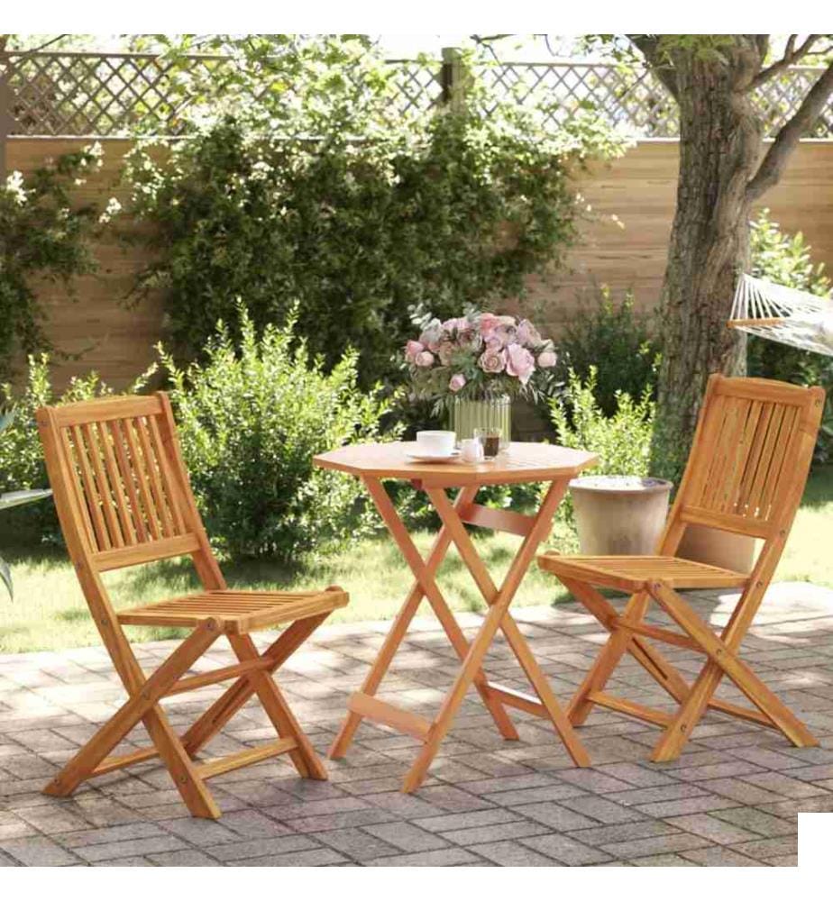 Ensemble de bistro pliable 3 pcs bois d'acacia solide