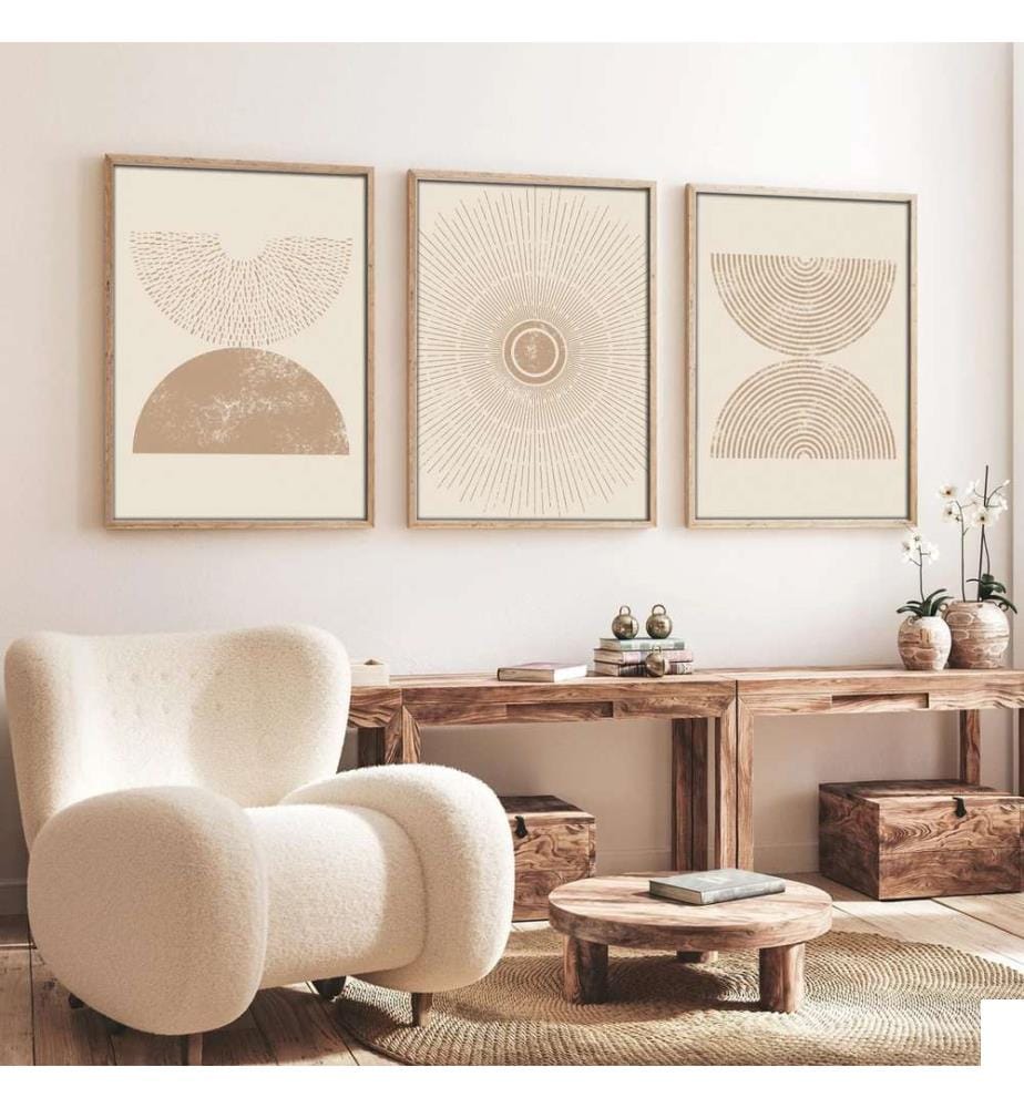 Ensemble de 3 tableaux décoratifs encadrés en MDF