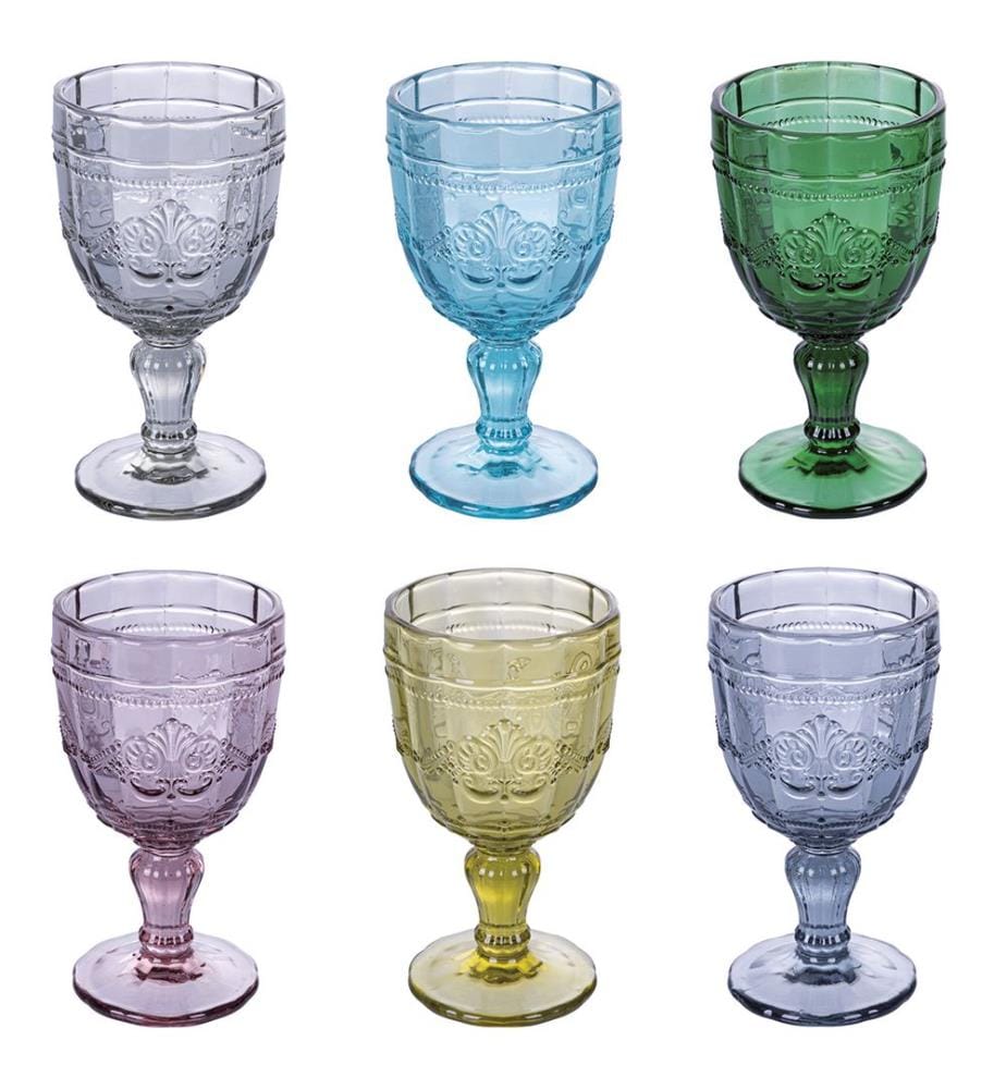 Lot de 6 verres à vin Syrah assortis - 265 ml / Multicolore
