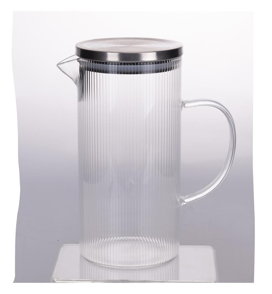 Pichet en verre borosilicaté transparent 1,4L - Transparent et acier