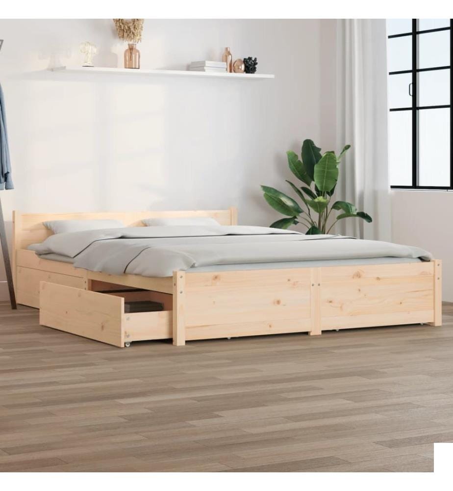 Cadre de lit sans matelas avec tiroirs 140x200 cm