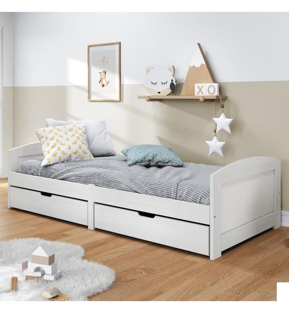 Lit de jour avec 2 tiroirs sans matelas IRUN blanc 90x200 cm