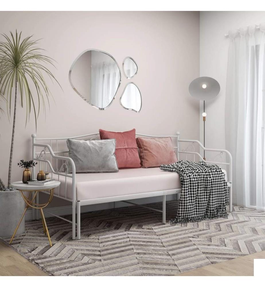 Cadre de canapé-lit extensible sans matelas blanc 90x200 cm