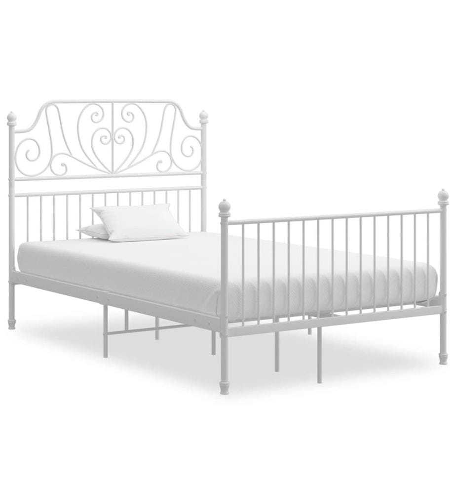 Cadre de lit sans matelas blanc métal 120x200 cm