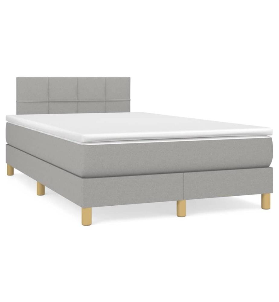 Sommier à lattes de lit matelas LED gris clair 120x190 cm tissu