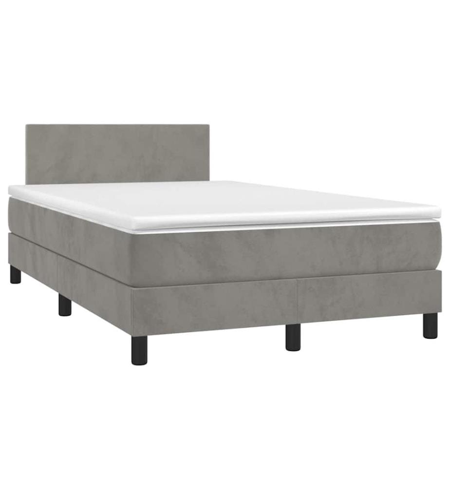 Sommier à lattes de lit avec matelas LED gris clair 120x190 cm
