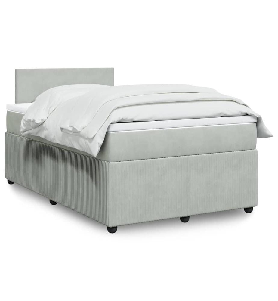 Sommier à lattes de lit et matelas gris clair 120x190cm velours