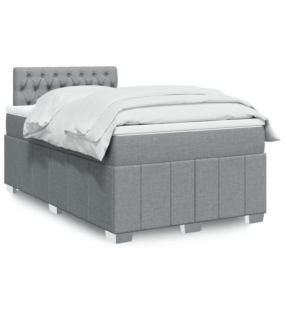Sommier à lattes de lit et matelas gris clair 120x190 cm tissu