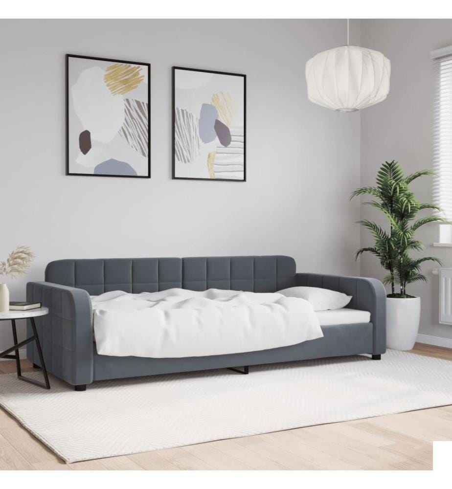 Lit de repos sans matelas gris foncé 90x200 cm velours