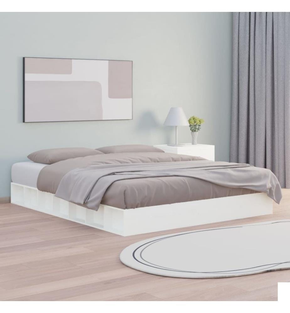 Cadre de lit sans matelas blanc 140x200 cm bois massif