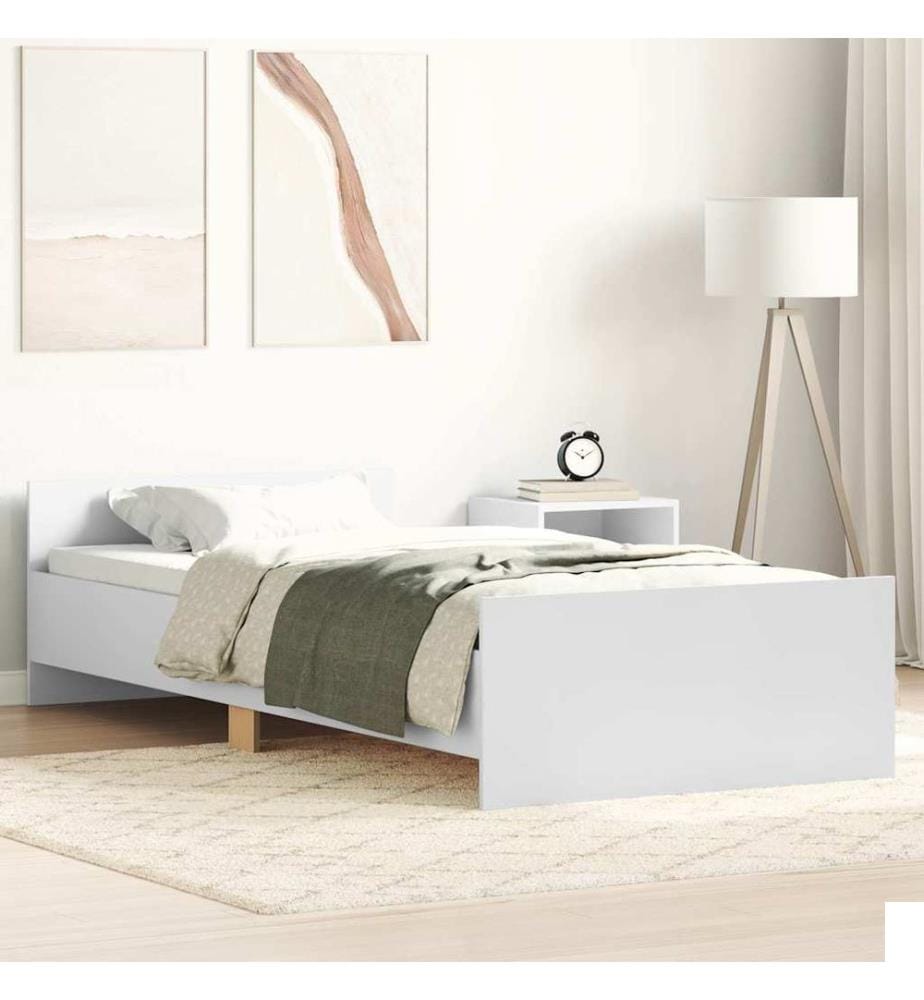 Cadre de lit sans matelas blanc 90x190 cm bois d'ingénierie