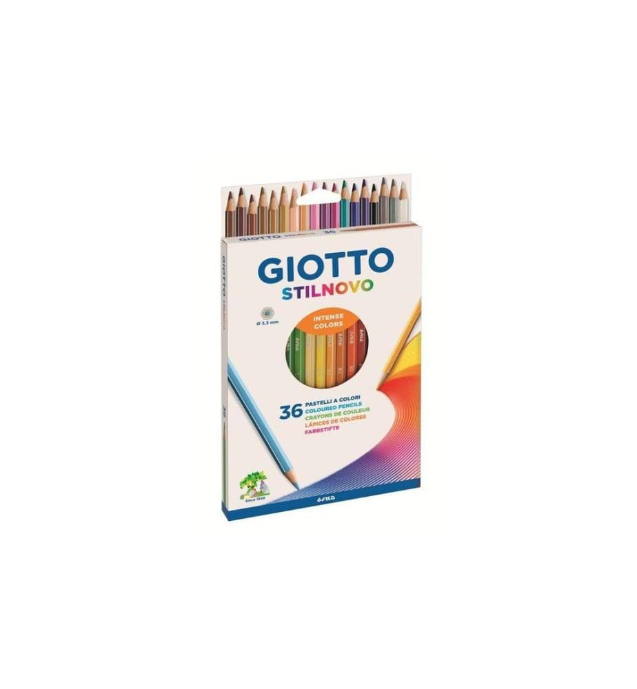 GIOTTO - Crayons de couleur Boîte en carton Stilnovo 36 pièces, Multicolore