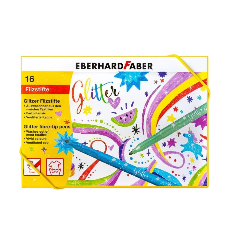 EBERHARD FABER - Crayon feutre Paillettes 16 pièces, multicolore