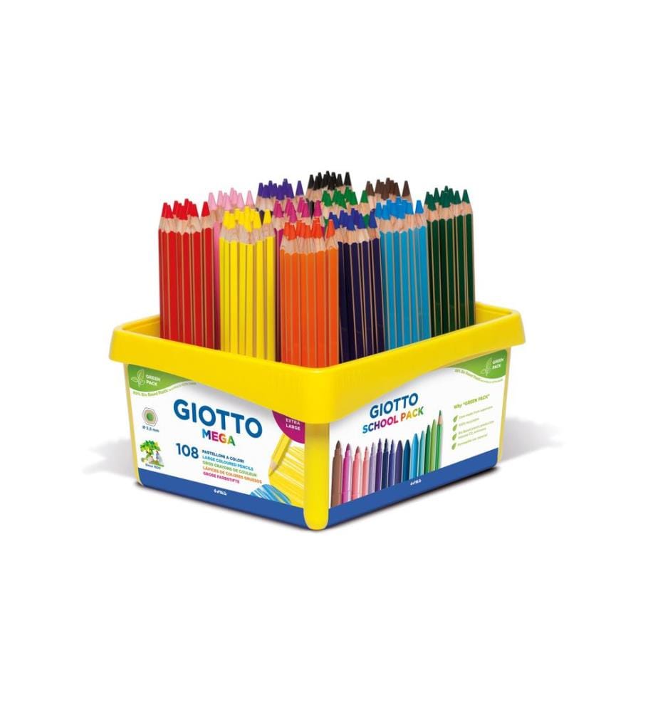 GIOTTO - Crayons de couleur Méga kit scolaire 108 pièces