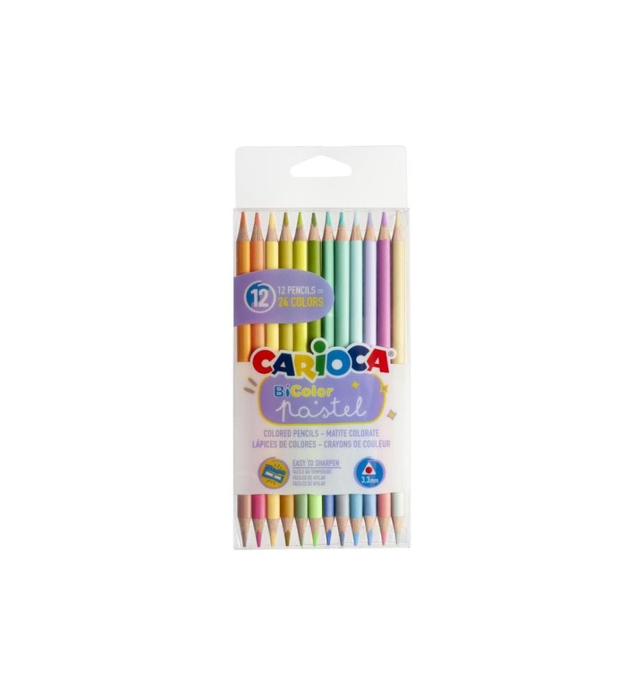 CARIOCA - Crayons de couleur BiColor 12 pièces, Multicolore