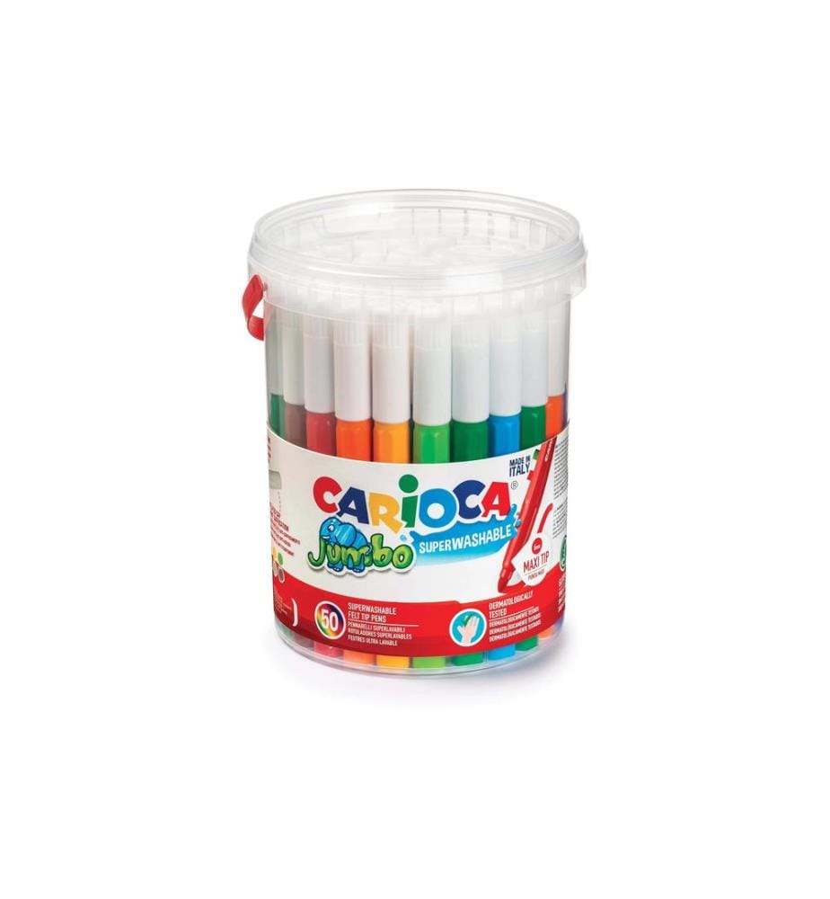 CARIOCA - Feutres de coloriage Jumbo Box 50 pièces, multicolores