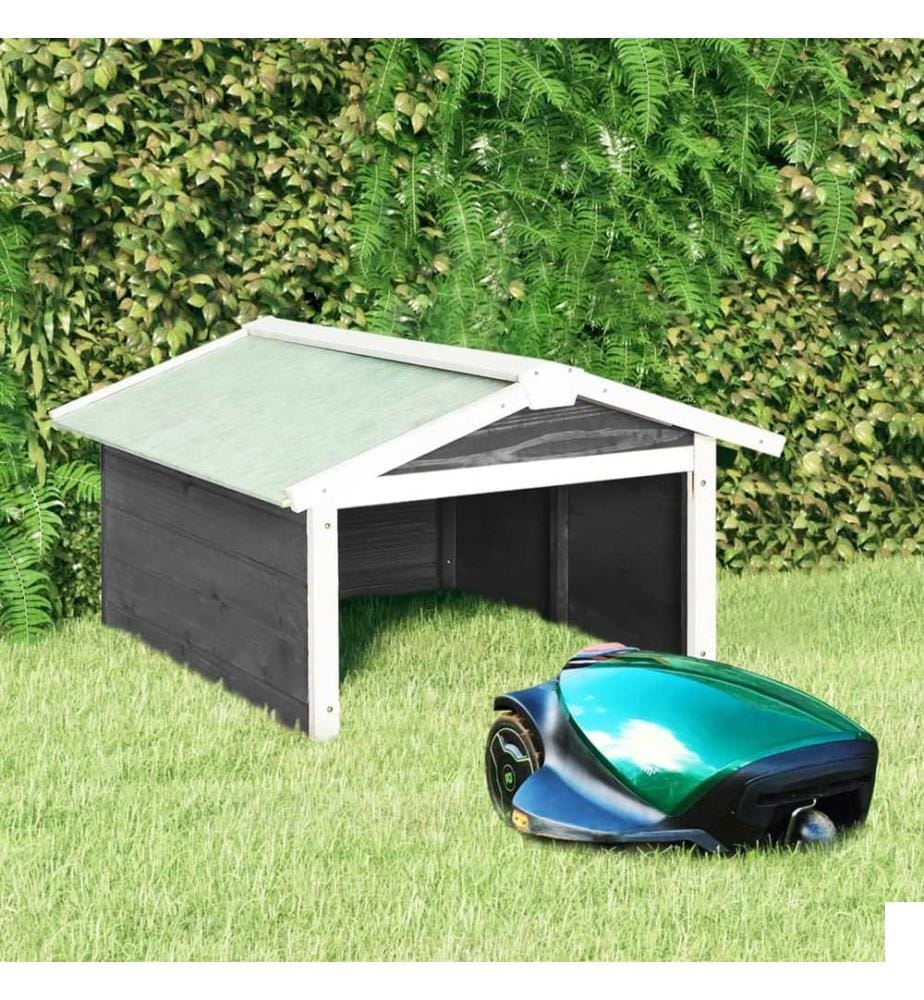 Garage de tondeuse à gazon 72x87x50 cm Gris et blanc Sapin
