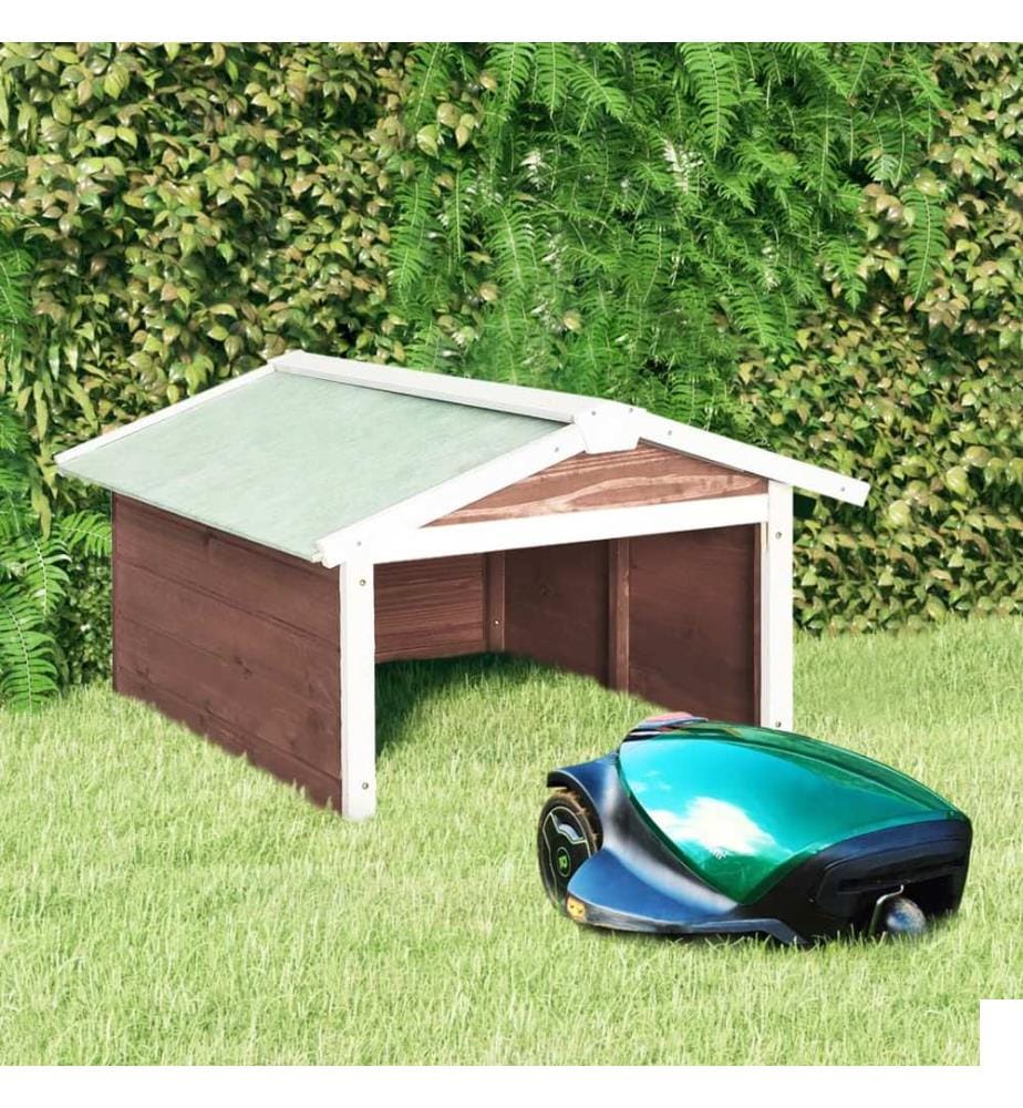 Garage de tondeuse à gazon 72x87x50 cm Moka et blanc Sapin