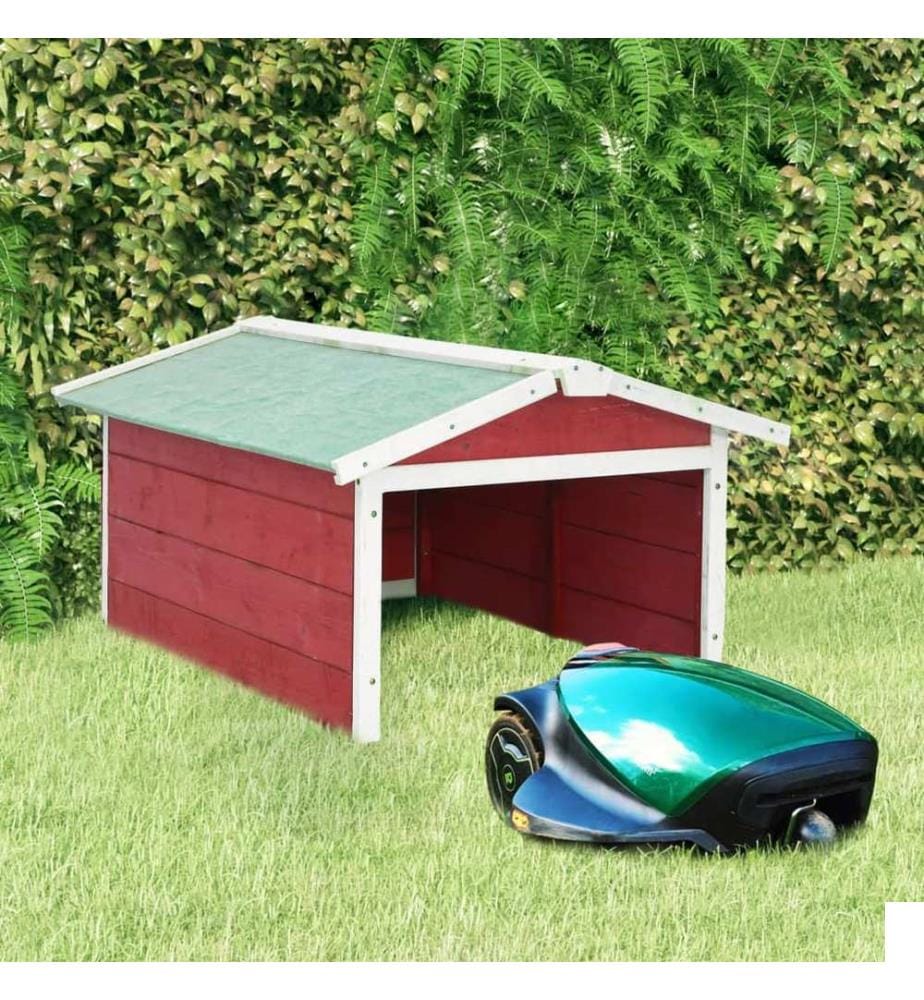 Garage de tondeuse à gazon 72x87x50 cm Rouge et blanc Sapin