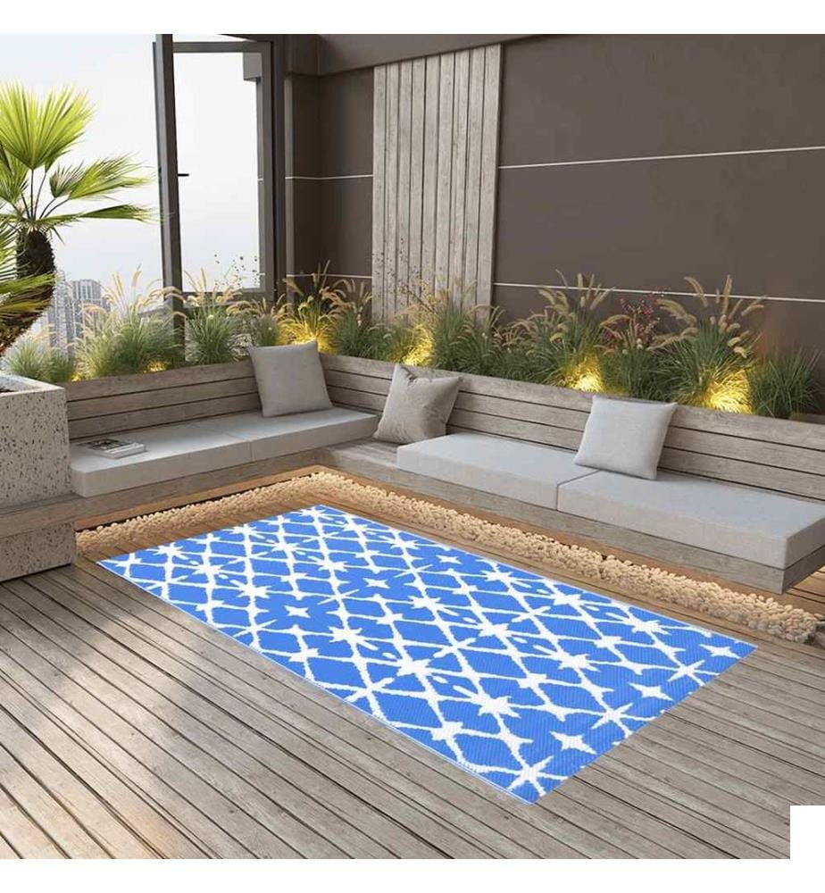 Tapis d'extérieur ARAKIL bleu et blanc 80x150 cm PP