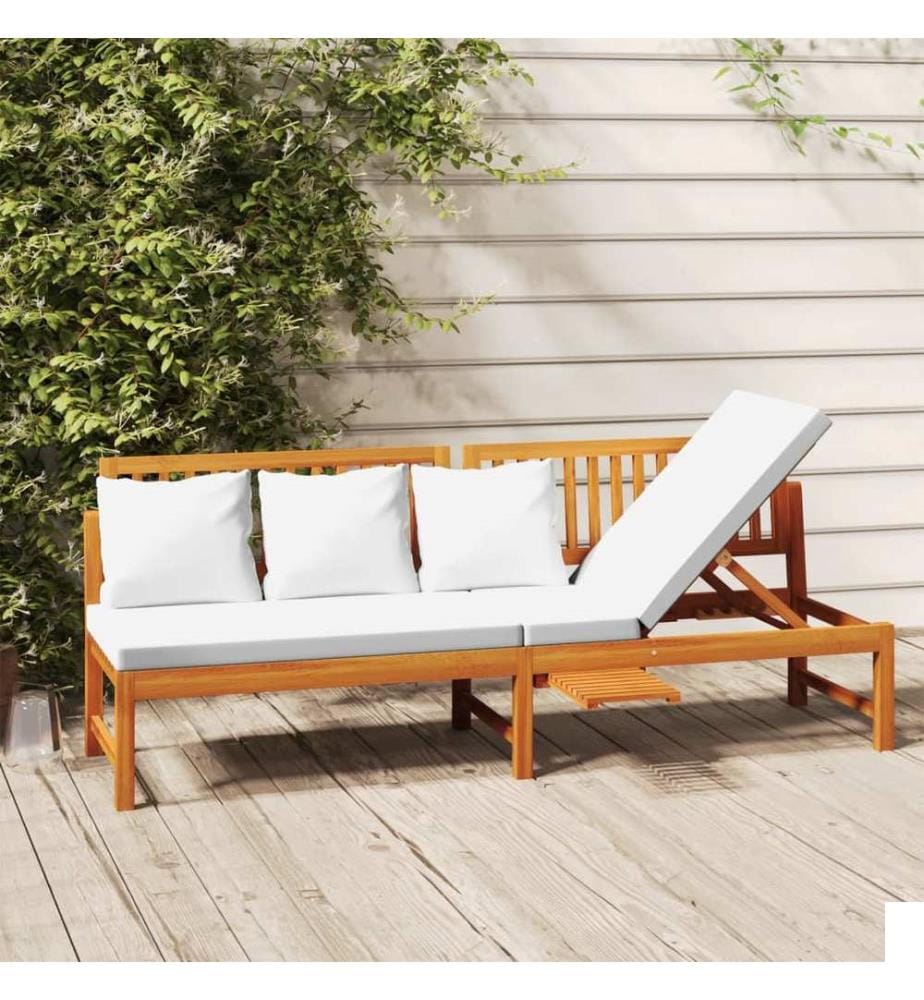 Lit de jour avec coussin crème 200x60x75cm Bois d'acacia solide