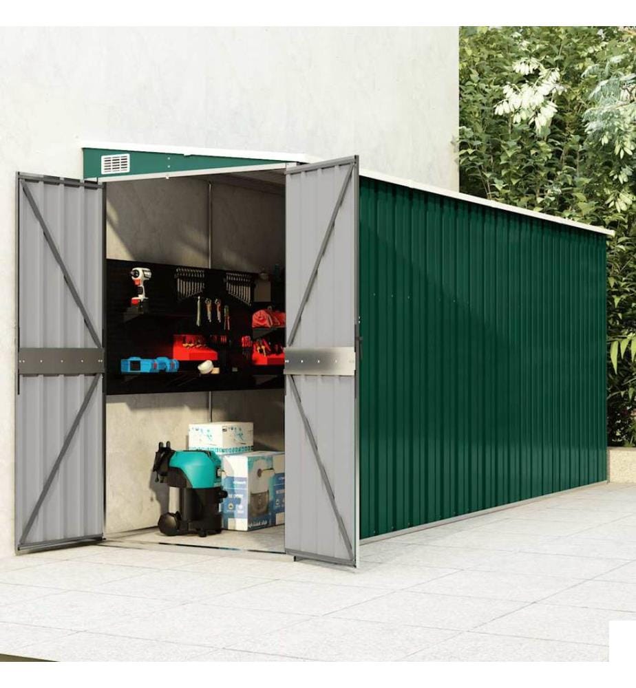 Abri de jardin mural Vert 118x382x178 cm Acier galvanisé