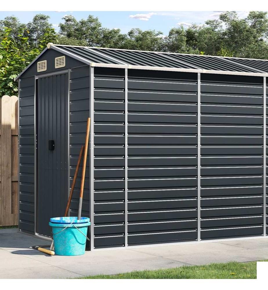 Abri de jardin anthracite 191x640x198 cm acier galvanisé