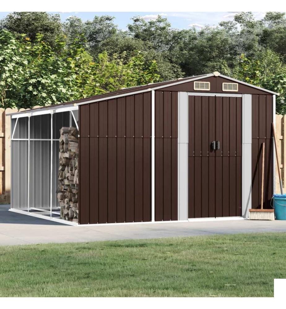 Abri de jardin marron 277x279x179 cm acier galvanisé