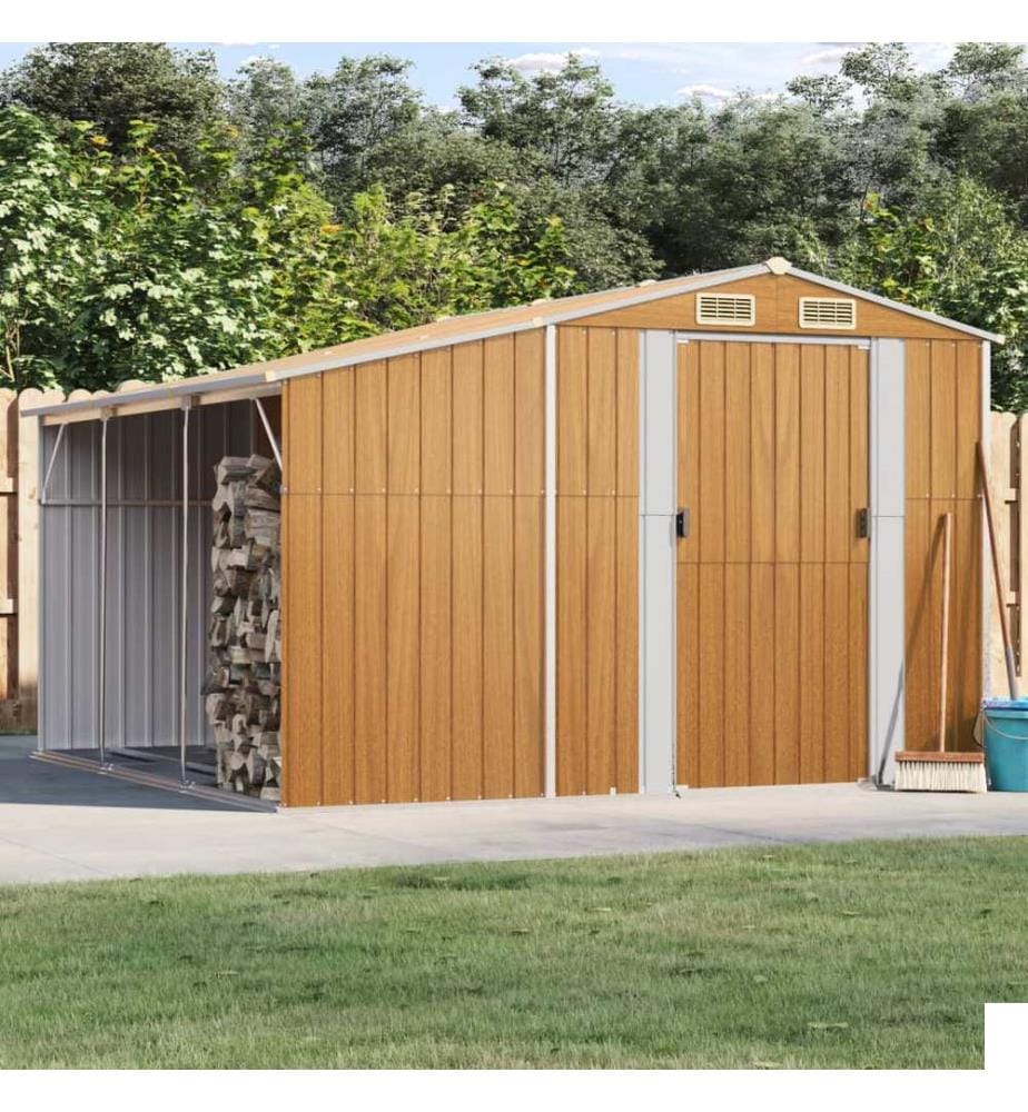 Abri de jardin marron clair 277x279x179 cm Métal galvanisé