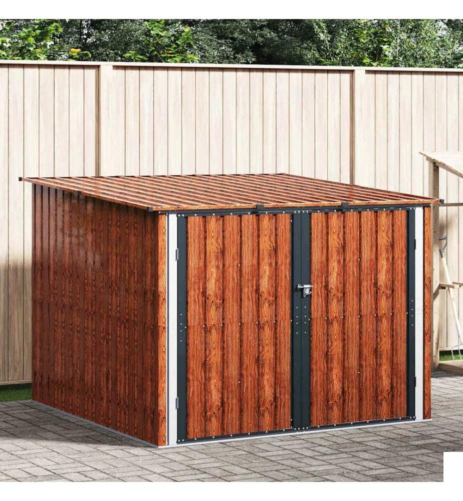 Abri de vélo 3 pcs Marron 215 x 206 x 157 cm Métal