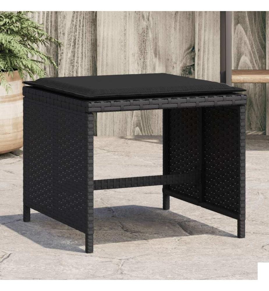 Tabourets de jardin avec coussins 4 pcs noir 40x40x35 cm rotin